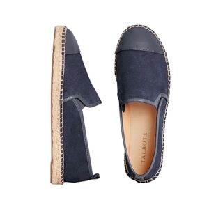 Talbots Izzy Espadrilles Blue Leather Colorblock Flats Womens 9.5 M